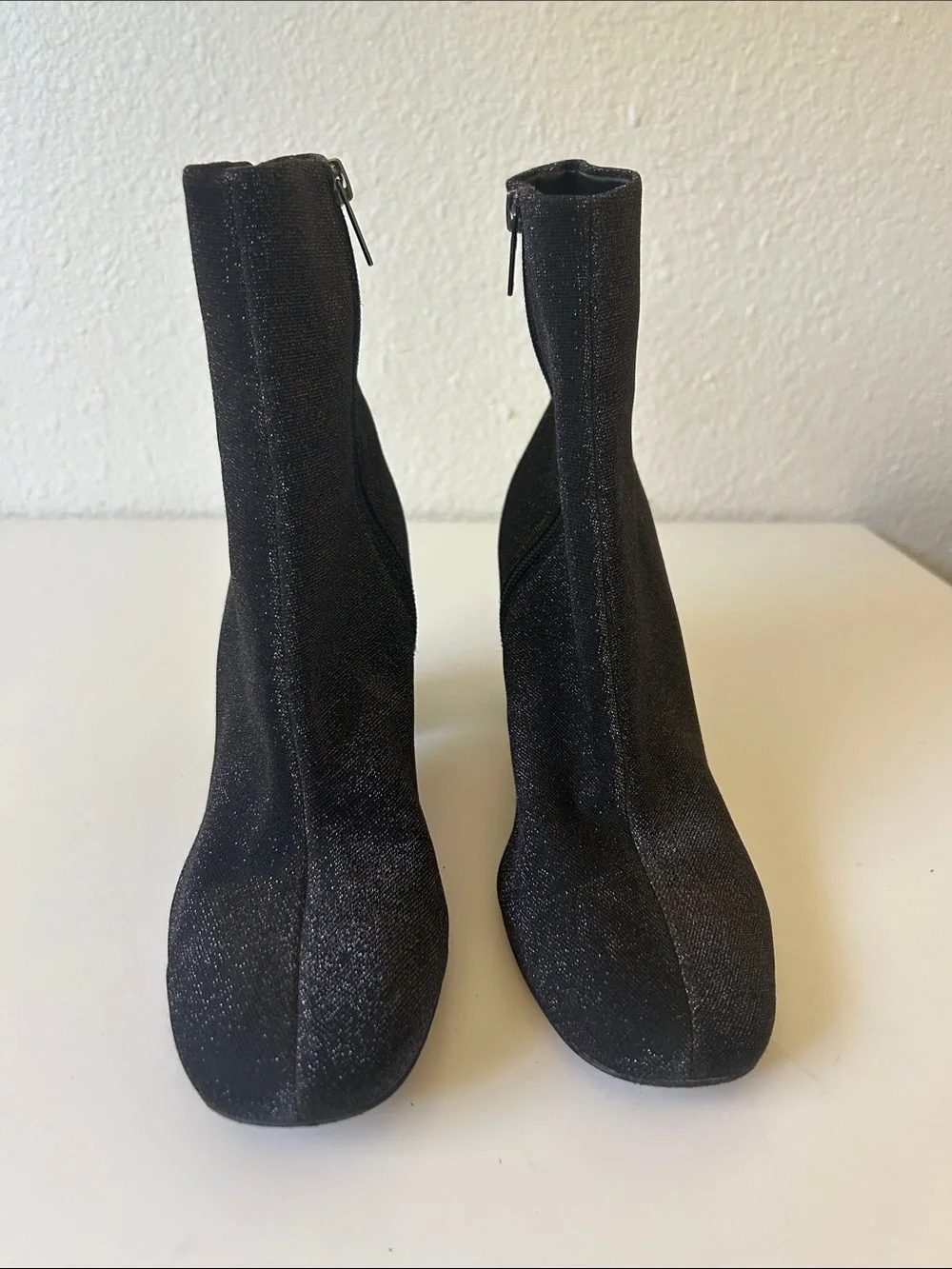 Marc Fisher Black Sparkle Gemi Mid Heel Booties